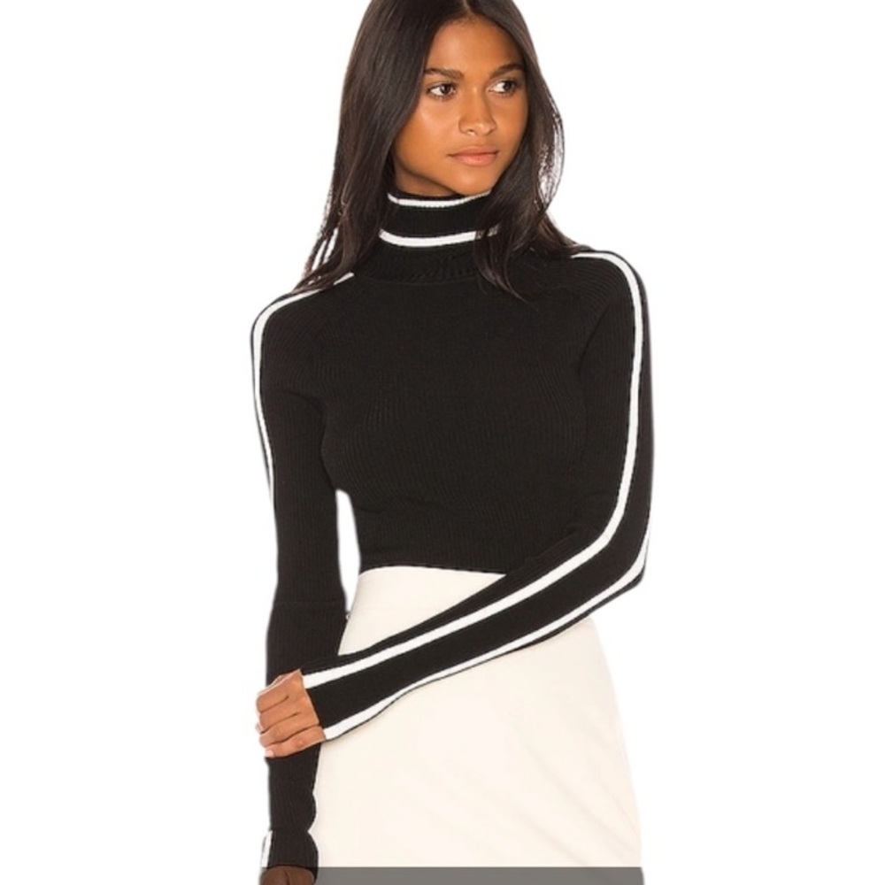 Milly NEW Racer Stripe Pullover in Black & Ecru